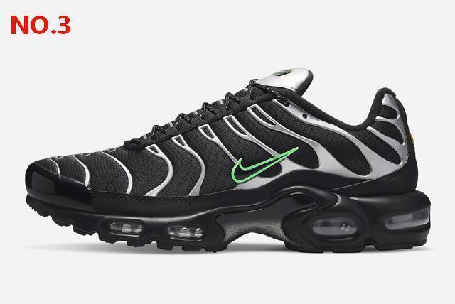(image for) Nike Air Max Plus Black Silver Green Men's TN Shoes-8